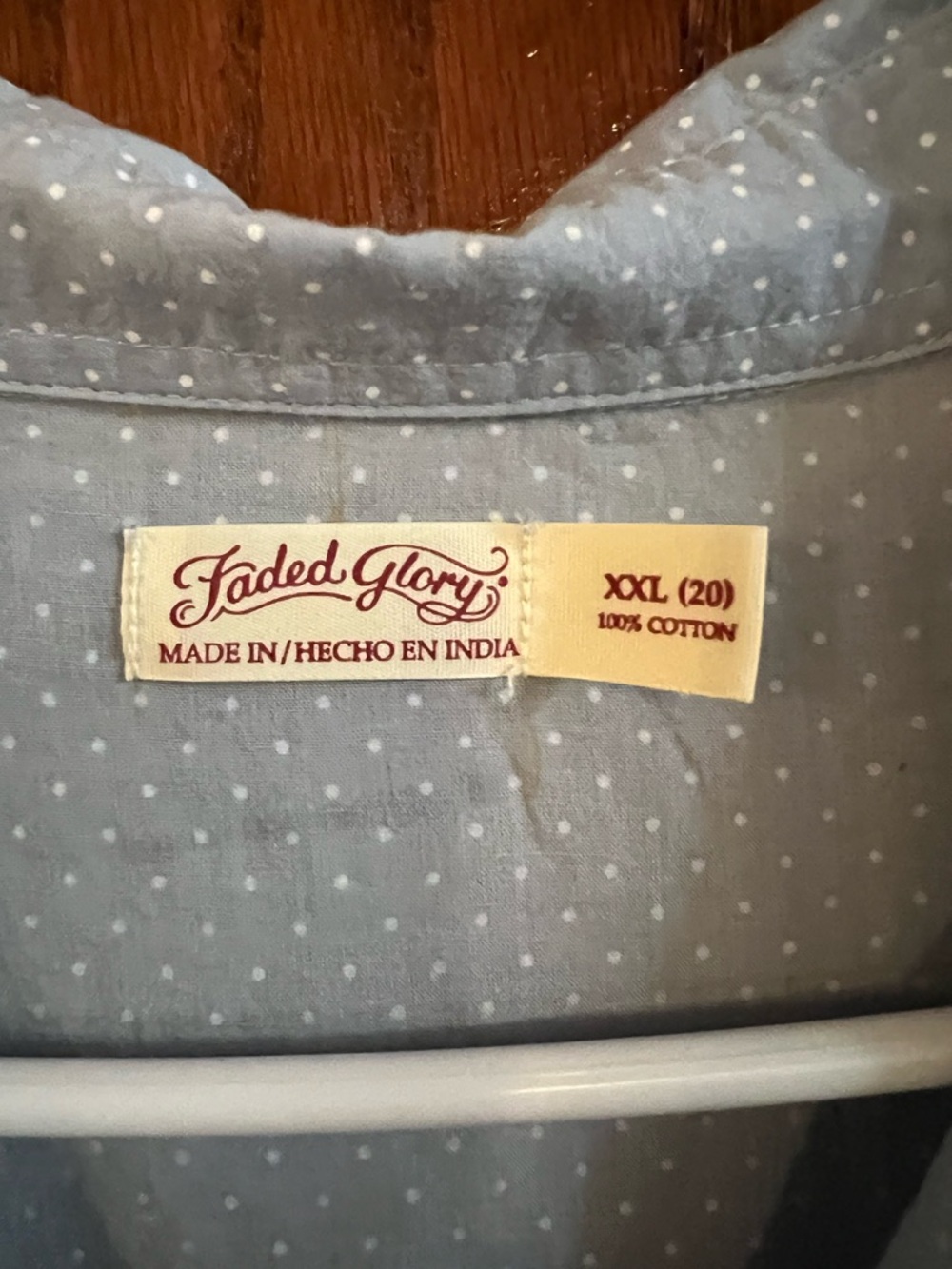 Faded Glory XXL (20) Light Blue Polka Dot Sleeveless Button Front Blouse - Picture 2 of 3